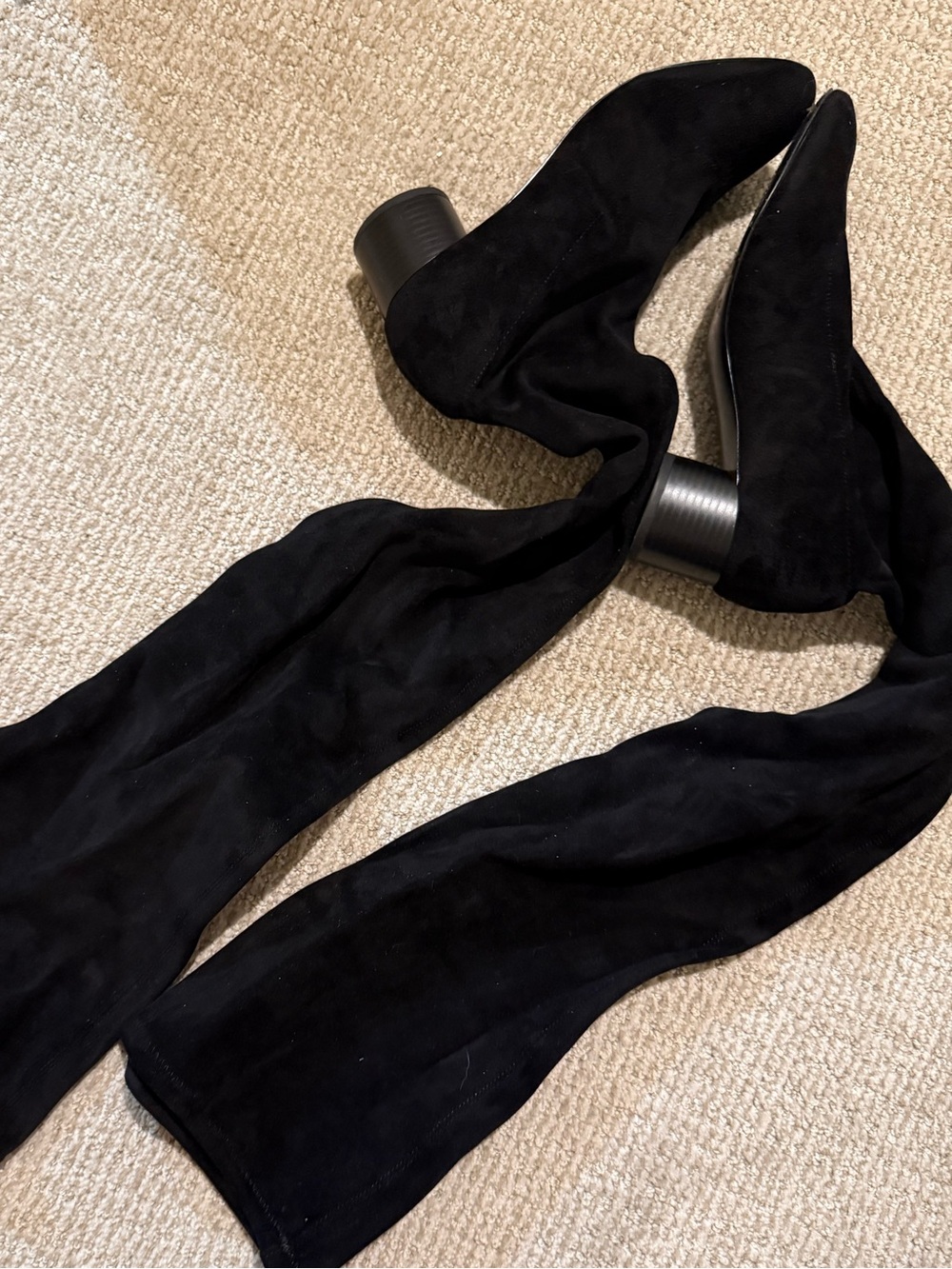 Charles & Keith Black Over-the-Knee Suede Boots